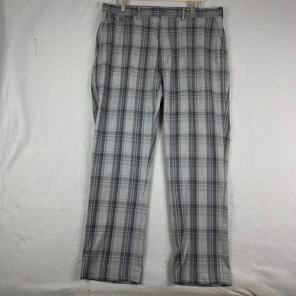 Polo Golf Ralph Lauren Pants Mens 36x30 Wool Gray Plaid stretch